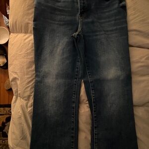 Good American Dark Blue Straight Leg Cropped Jeans